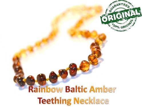 New Rainbow colour Baby teething Baltic Amber Necklace -FREE SHIPPING OPTION