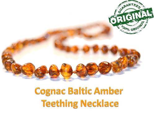 Cognac colour Baby teething Baltic Amber Necklace -FREE SHIPPING OPTION