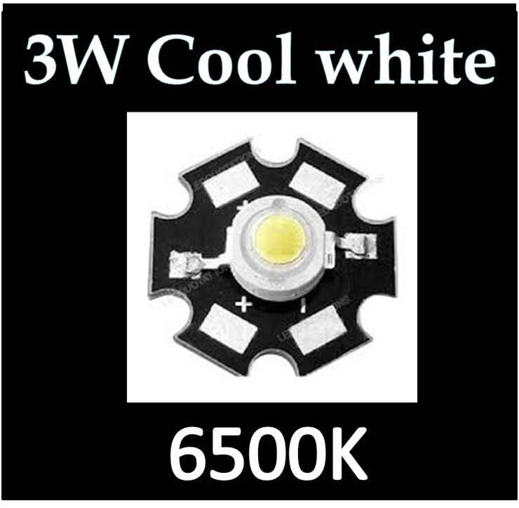 ECONO RANGE 3W COOL WHITE 6500K LED chip Soldier on single Aluminium heatsink base plate