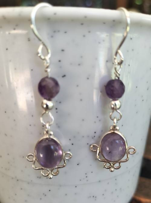 Sterling Silver Amethyst earrings. E79
