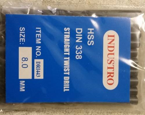 10 x 8mm HSS drill bits (1 pack of 10 Drill bits)