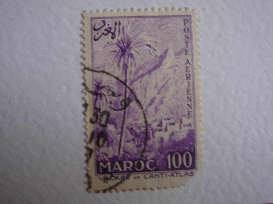 1955 French Morocco - Village in Anti-Atlas - 100 F Air used, stamped