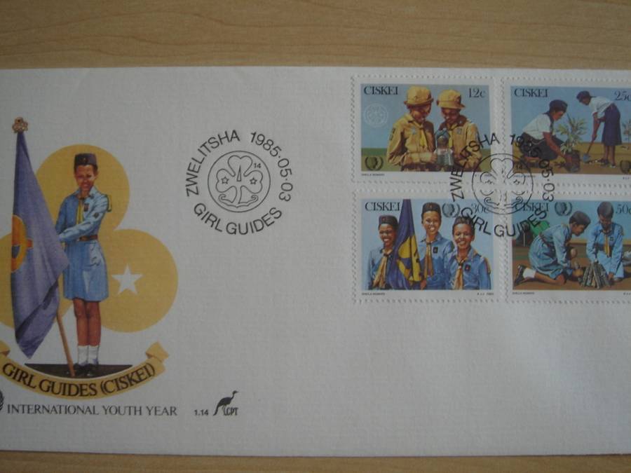 1985 Ciskei - Girl Guides 12,25,30,50 c stamped on FDC