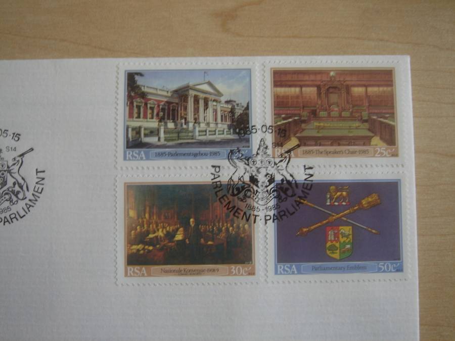 1985 RSA - Parlements Gebou 12,25,30,50 c stamped on FDC