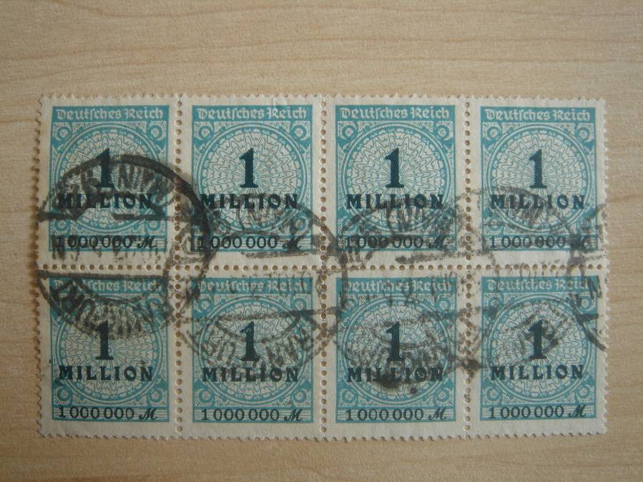 1923 Deutsches Reich MiNr 314 A P Block of 8 used, stamped