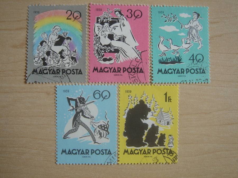 1959 Hungary - Fairy Tales (1st Series) 20,30,40,60 f, 1 Ft used, stamped