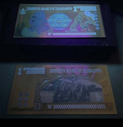 Zimbabwe Gold Notes, One Yottalilion Dollars Gold 999999