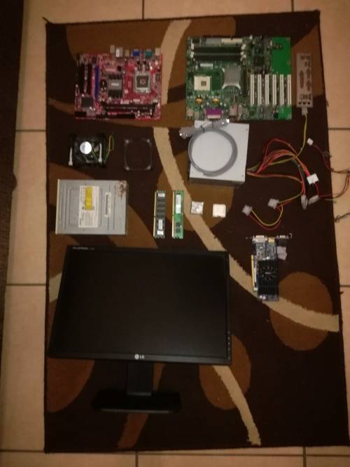 Multiple items motherboards, CPU, power supply ,monitor