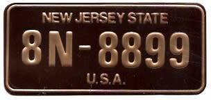 NEW JERSY STATE MINI NUMBER PLATE