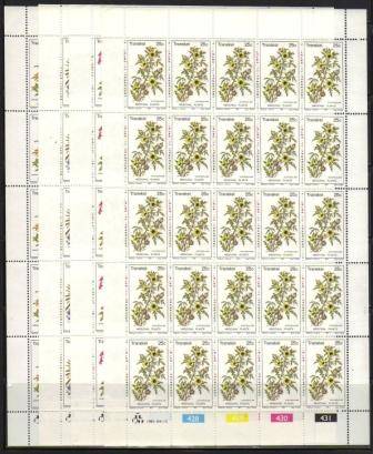 TRANSKEI 1981 MEDICINAL PLANTS SET OF 4 MNH FULL SHEETS OF 25