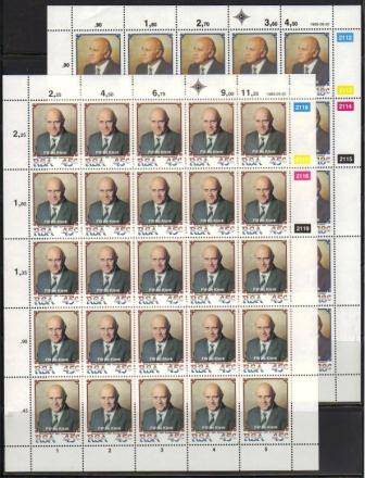 RSA 1989 FW DE KLERK SET OF 2 MNH FULL SHEETS OF 25