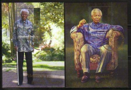 RSA 2008 MANDELA 90TH BIRTHDAY SET OF 2 CTO MINIATURE SHEETS