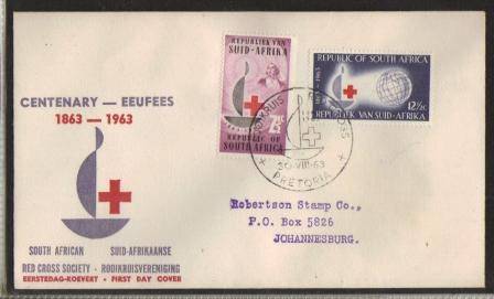 RSA 1963 RED CROSS FDC CXD PRETORIA 30/8/1963
