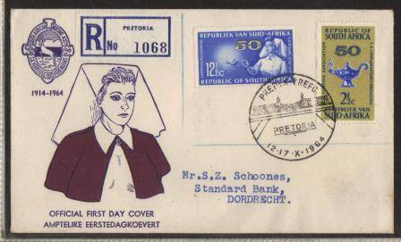 RSA 1964 SA NURSING ASSOCIATION SET OF 2 ON REGISTERED FDC CXD PRETORIA 12/10/64