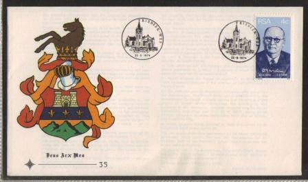 RSA 1974 PRIME MINISTER DF MALAN OFFICIAL FDC #35 UNADDRESSED