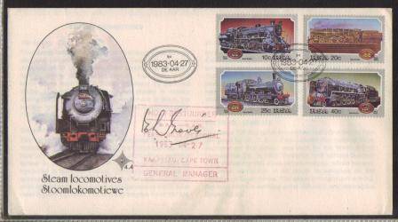 RSA 1983 STEAM LOCOMOTIVES FDC 4.4 SIGNED BY SAR GENERAL MANAGER