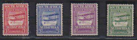UNION SA 1925 1ST AIRMAIL ISSUE SET OF 4 MM SINGLES