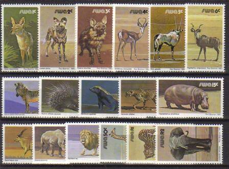 SWA 1980 3RD DEFINITIVE WILDLIFE SET OF 17 MNH SINGLES