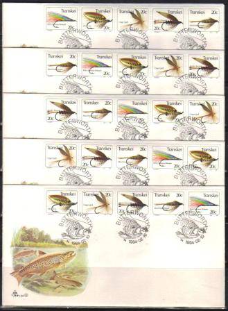 TRANSKEI 1984 5TH SERIES FISHING FLIES SET OF 5 FDC 1.33