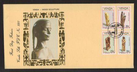 VENDA 1987 WOOD SCULPTURES LIMITED EDITION SILK FDC 3/87