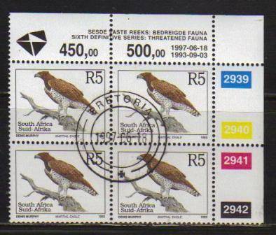 RSA 1997 6TH DEFINITIVE FAUNA R5 CTO CONTROL BLOCK 2939/2942 PANE B OF 4