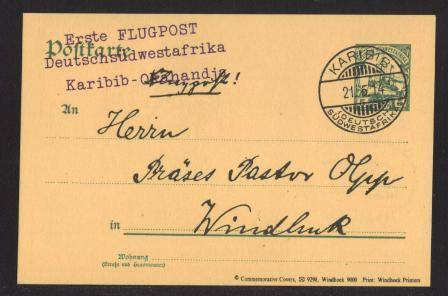 AVIATION 1989 NAMIB AIR FLIGHT CARD #34 - KARIBIB - WINDHOEK