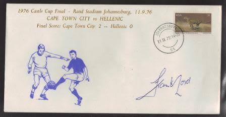 RSA 1976 CASTLE CUP FINAL COM COVER SIGNED BY MANAGER CAPE TOWN CITY FC FRANK LORD