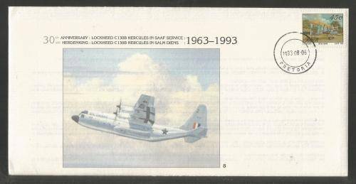 SA Air Force (SAAF) Flight Cover no. AF8 - 1993 30th Anniv Lockheed C130B Hercules in SAAF service
