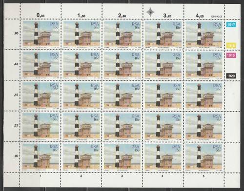 RSA 1988 LIGHTHOUSES 16c MNH FULL SHEET OF 25