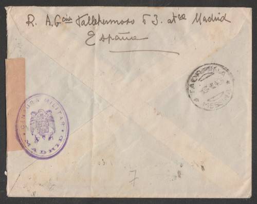 CENSOR MAIL - 1940`s WWII COVER SPANISH STAMPS TO ITALY