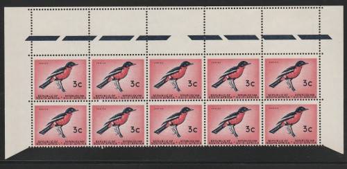 RSA 1963 1ST DEF 3c MNH TOP MARGINAL BLOCK OF 10 SACC 213a