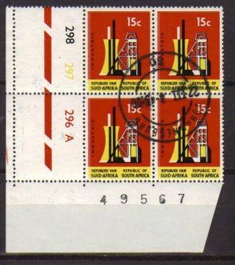 RSA 1ST DEFINITIVE 15c USED CONTROL BLOCK SACC 300a