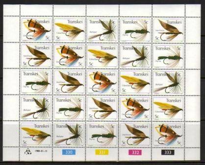 TRANSKEI 1980 FISHING FLIES MNH FULL SHEET