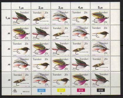 TRANSKEI 1983 FISHING FLIES MNH FULL SHEET