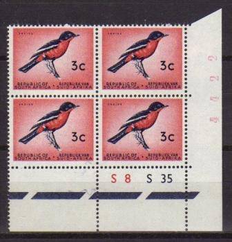 RSA 1ST DEFINITIVES MNH CONTROL BLOCK SACC 213a WITH RED SHEET # AS PER SCAN