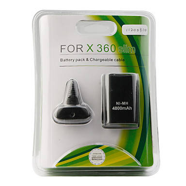 Rechargeable USB Battery Charge Pack for Xbox 360 Slim (Black)