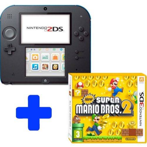 black + blue Nintendo 2DS + New Super Mario Bros. 2 (EUR)