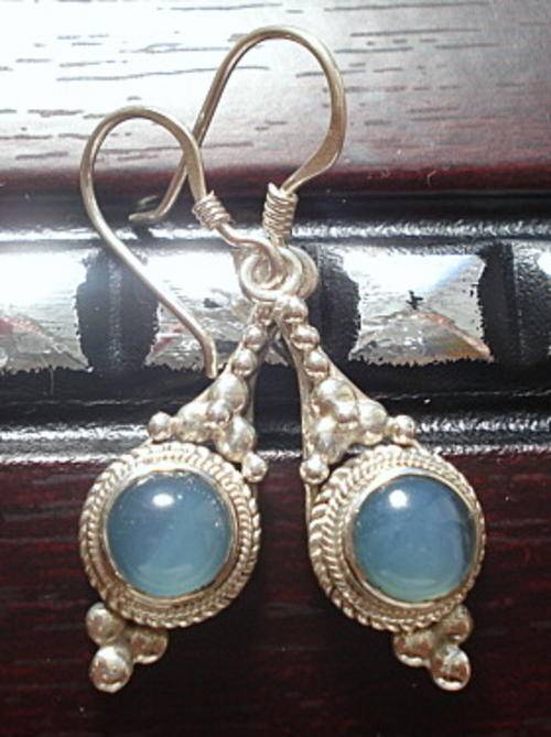 **UNIQUE CHALCEDONY ARTISAN EARRING'S SET IN SOLID STERLING SILVER .925**