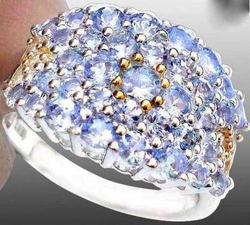 3.20cts DIAMOND BLUE TANZANITE 925 STERLING SILVER ARTISAN RING Sz 7.5