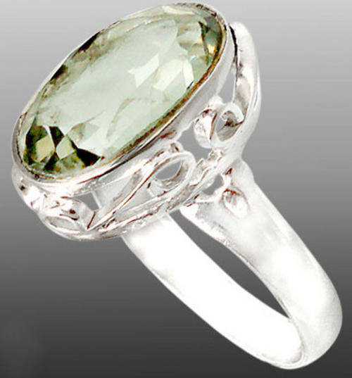 6.7ct GREEN AMETHYST 925 STERLING SILVER SOLITAIRE ARTISAN RING size 6 1/2
