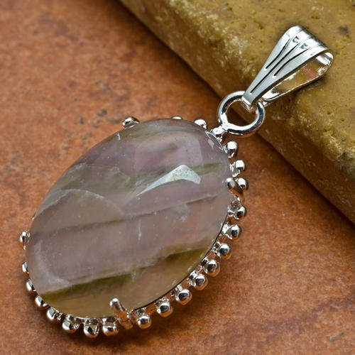 1 5/8" NATURAL AMETRINE GEMSTONE 925 SILVER PLATED OVER SOLID COPPER PENDANT