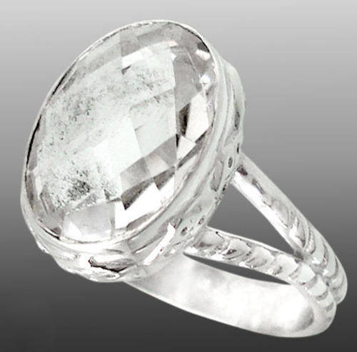 WHITE TOPAZ 925 STERLING SILVER SOLITAIRE ARTISAN RING Sz 6