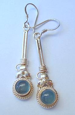 **STUNNING BLUE CHALCEDONY EARRING'S SET IN STERLING SILVER.925**