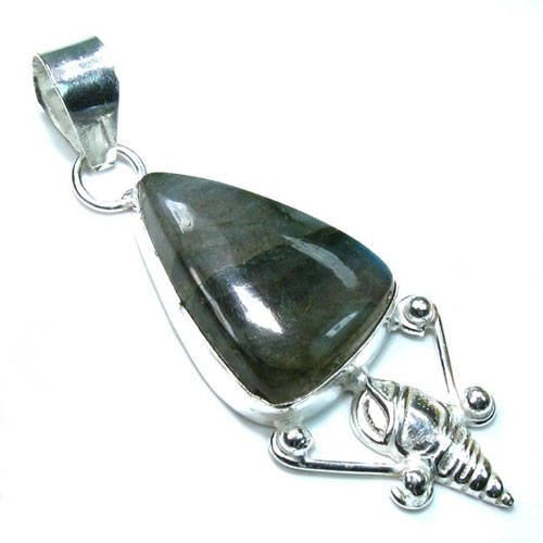 Natural Glowing Labradorite Pendant set in sterling silver