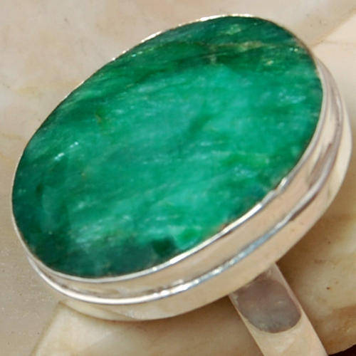 " AMAZING NATURAL EMERALD 925 SILVER RING " s " 9 "