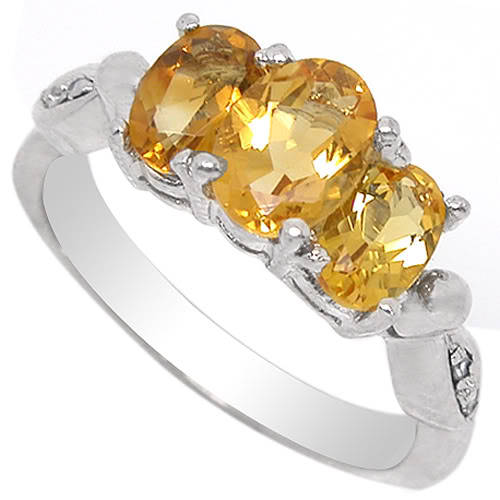 1.60CT GENUINE NATURAL YELLOW CRYSTAL RING 925 SILVER size 7