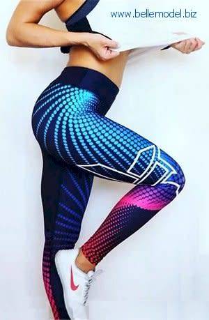 Leggings - printed tights for gym - extra large