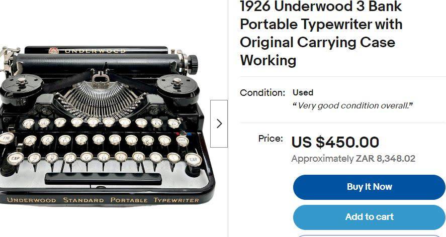 1926 Underwood 3 Bank Portable Typewriter with Original Carrying Case - Working