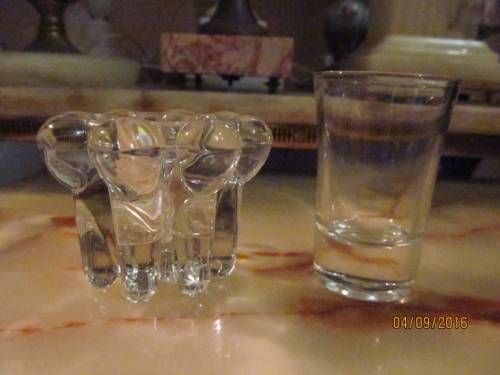 ODD PAIR!! Shot Glass + Molded Glass Dish/Bowl - Both New
