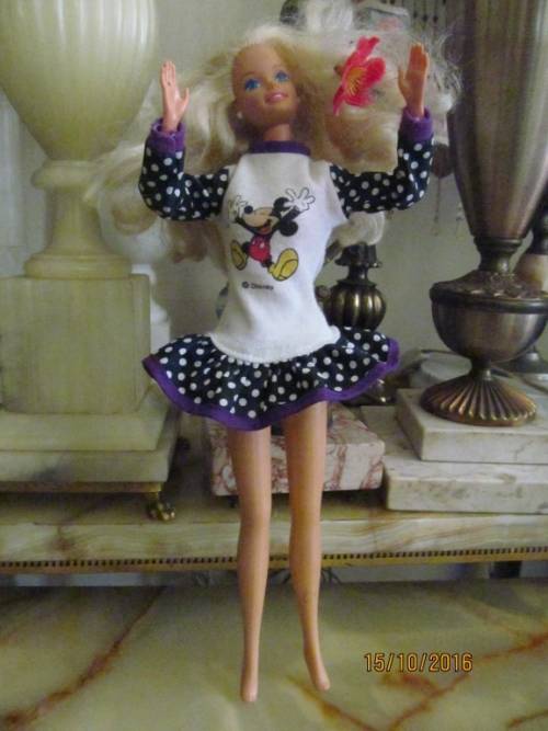 BARBIE JOY!! Barbie Doll with Mickey Mouse Disney Dress